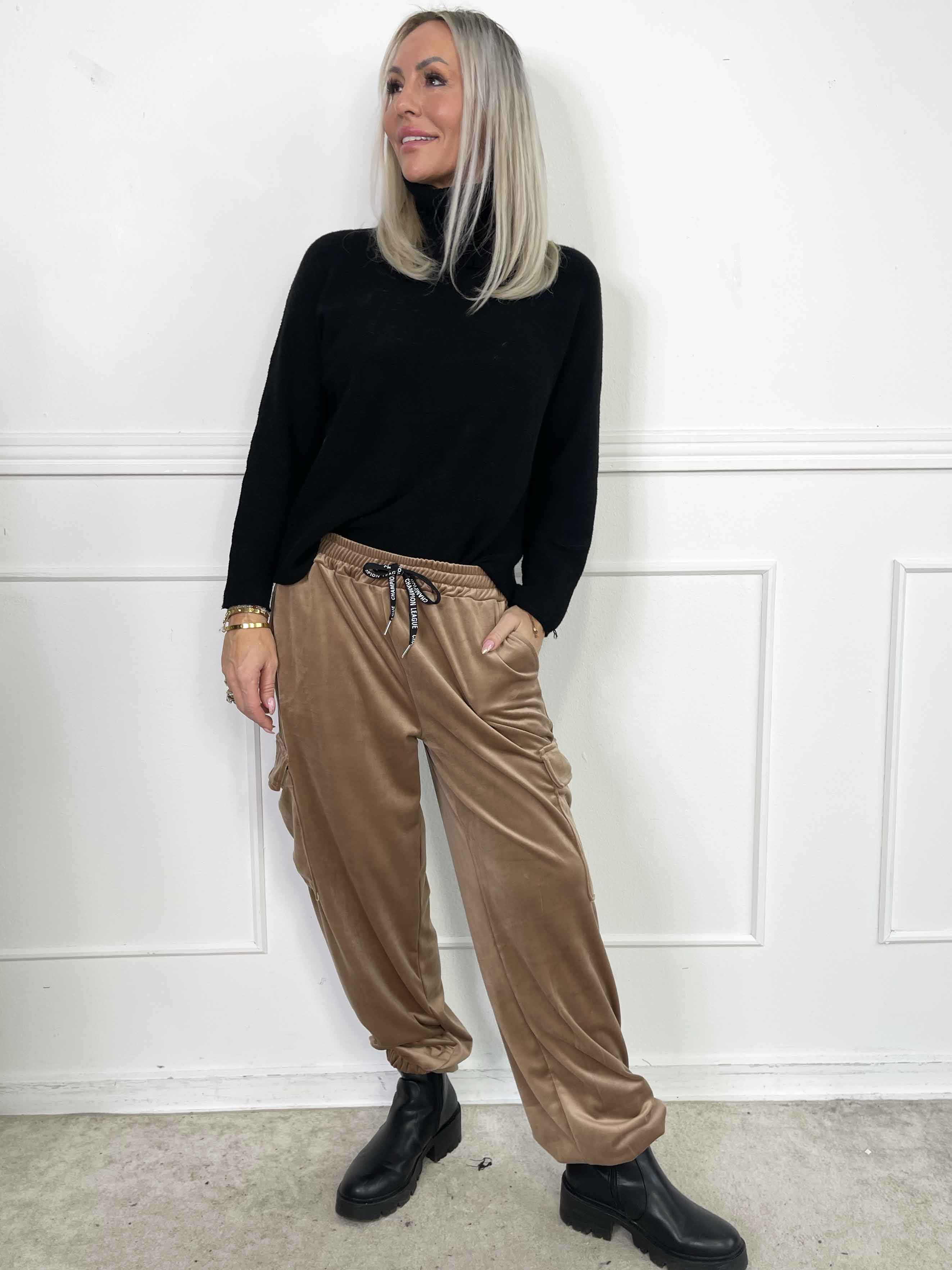 Pippa - Mjuka cargobyxor i velour